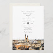 Invitation Aquarelle Kraków Skyline Bâtiments Mariage (Devant / Derrière)