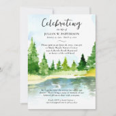 Invitation Aquarelle Lac en bois Célébration de la vie Photo (Devant)