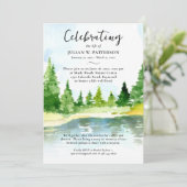 Invitation Aquarelle Lac en bois Célébration de la vie Photo (Debout devant)