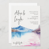 Invitation Aquarelle Lac Minimaliste pacifique (Devant / Derrière)