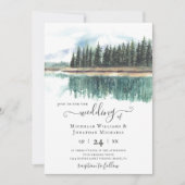 Invitation Aquarelle Lac Rustique | Mariage du lac Mountain (Devant)