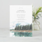 Invitation Aquarelle Lakeside Elégante Fête des mariées (Debout devant)