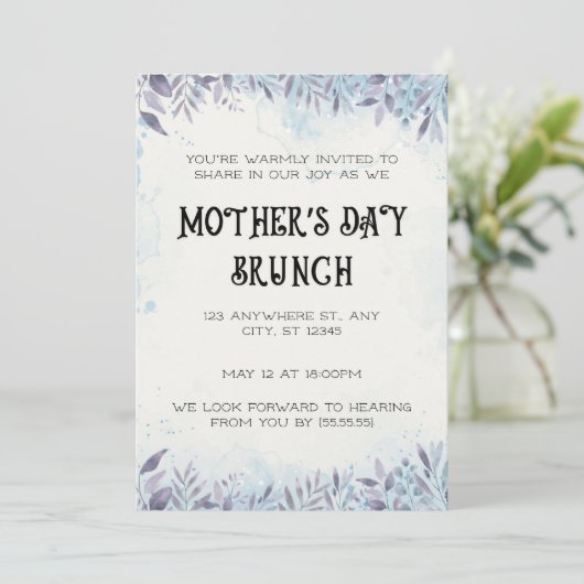 Invitation Aquarelle, l'amour de maman en fleurs, brunch de l (Debout devant)
