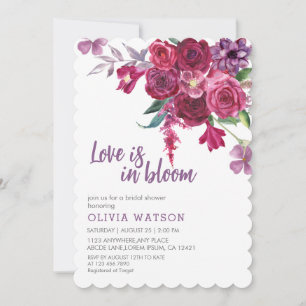 Invitation Aquarelle l'amour floral est en Fête des mariées f