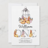 Invitation Aquarelle lanterne Automne Premier anniversaire (Devant)