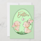 Invitation aquarelle lapin découpé faux Easter brunch (Devant)