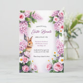 Invitation Aquarelle Lapin Floral Brunch de Pâques (Debout devant)