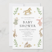 Invitation Aquarelle Lapin lapins Baby shower Whimsical (Devant)