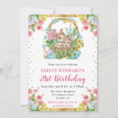 Invitation Aquarelle Lapins de Pâques Printemps 21e anniversa (Devant)