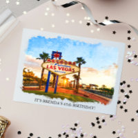 Aquarelle Las Vegas Sign Casino Thème Anniversaire