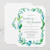 Invitation Aquarelle Laurel Eucalyptus Feuille de feuillage W (Devant / Derrière)