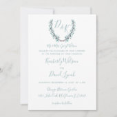 Invitation Aquarelle Laurel Leave Monogram Mariage (Devant)