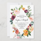 Invitation Aquarelle L'automne fleurit Dîner De Répétition Fl (Devant)