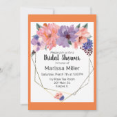 Invitation Aquarelle Lavande Bleue Bleu Or Frame (Devant)