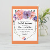 Invitation Aquarelle Lavande Bleue Bleu Or Frame (Debout devant)