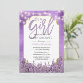 Invitation Aquarelle Lavande Chaîne Lights Baby shower fille (Debout devant)