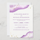 Invitation Aquarelle Lavande et Gold Geode Mariage II (Devant)
