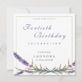 Invitation Aquarelle Lavande Fleur N'IMPORTE QUEL Jour (Devant)