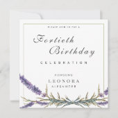 Invitation Aquarelle Lavande Fleur N'IMPORTE QUEL Jour (Devant)