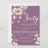Invitation Aquarelle lavande fleurie 60e 60s anniversaire (Devant)