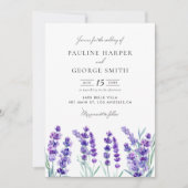 Invitation Aquarelle Lavande Fleurs Printemps Mariage (Devant)