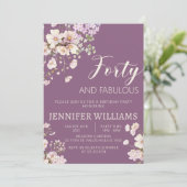 Invitation Aquarelle lavande florale 40e anniversaire 40s (Debout devant)
