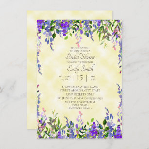 Invitation Aquarelle Lavande Florale Fête des mariées jaune