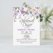 Invitation Aquarelle Lavande Florale Purple REHEARSAL DÎNER (Debout devant)