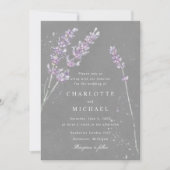 Invitation Aquarelle lavande gris élégant mariage (Devant)