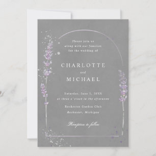 Invitation Aquarelle lavande gris élégant mariage arc