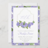 Invitation Aquarelle Lavande Hydrangea 70e anniversaire (Devant)
