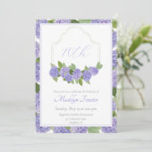 Invitation Aquarelle Lavande Hydrangea 70e anniversaire (Debout devant)