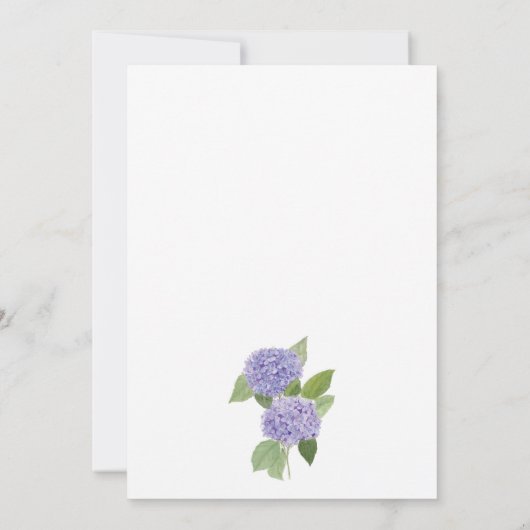 Invitation Aquarelle Lavande Hydrangea 70e anniversaire (Dos)