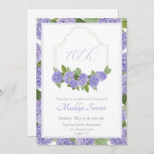 Invitation Aquarelle Lavande Hydrangea 70e anniversaire (Devant / Derrière)