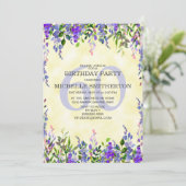 Invitation Aquarelle Lavande Jaune 60e fête d'anniversaire (Debout devant)