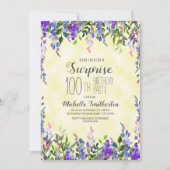 Invitation Aquarelle Lavande Jaune Surprise 100e anniversaire (Devant)