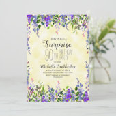 Invitation Aquarelle Lavande Jaune Surprise 90e anniversaire (Debout devant)