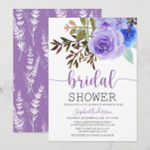 Invitation  Aquarelle Lavande Lavande Fête des mariées floral (Devant / Derrière)