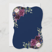 Invitation Aquarelle Lavande Marine Marsala Floral Baptême (Dos)