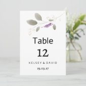 Invitation Aquarelle lavande or couleur or floral Tableau Num (Debout devant)