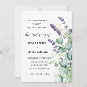 Invitation Aquarelle Lavande Russe Mariage Eucalyptus