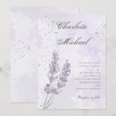 Invitation Aquarelle lavande violet élégant mariage (Devant / Derrière)