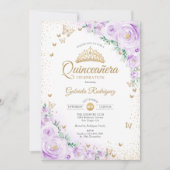 Invitation Aquarelle Lavande violet Floral Quinceanera (Devant)