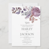 Invitation Aquarelle lavande violet rose mariage (Devant)