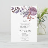 Invitation Aquarelle lavande violet rose mariage (Debout devant)