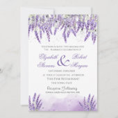 Invitation Aquarelle Lavander Fleurs Chaîne Lights Mariage (Devant)