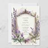 Invitation Aquarelle Lavender Floral Regal Enregistrer la dat (Devant)