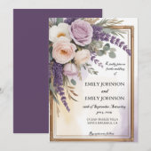 Invitation Aquarelle Lavender Floral Regal Mariage (Devant / Derrière)