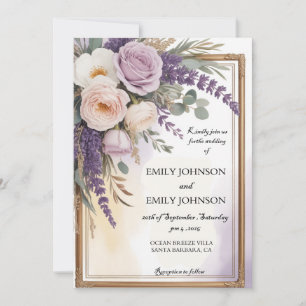 Invitation Aquarelle Lavender Floral Regal Mariage