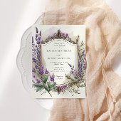 Invitation Aquarelle Lavender Floral Regal Mariage or